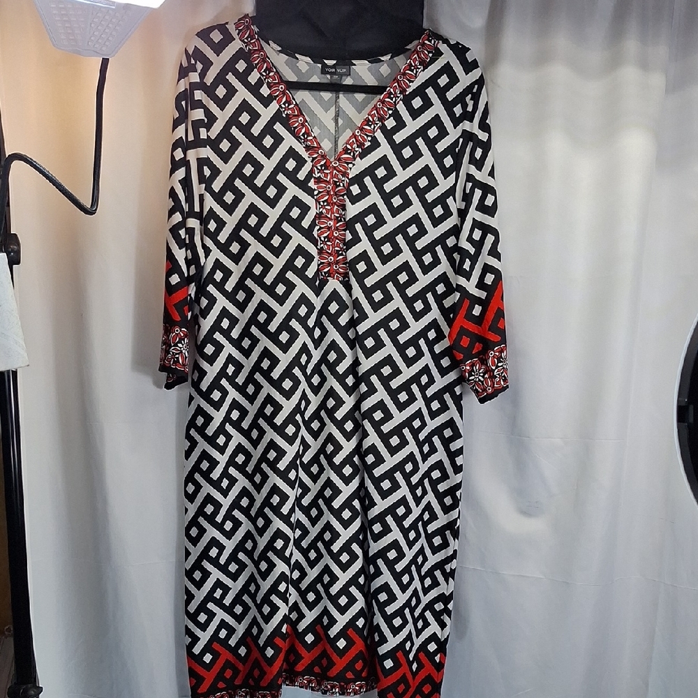 Voir Voir Black and White Geometric Dress